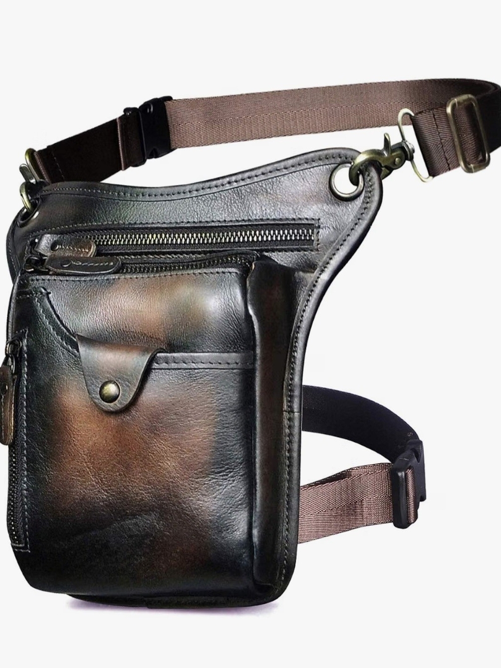 Leather Hip Bag Waist Pack - Coffee